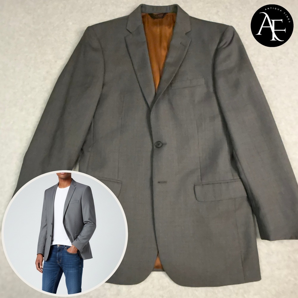 JOS. A. BANK Mens Blazer Sz 38L Houndstooth 100% Wool Slim-Fit Sport Coat Jacket